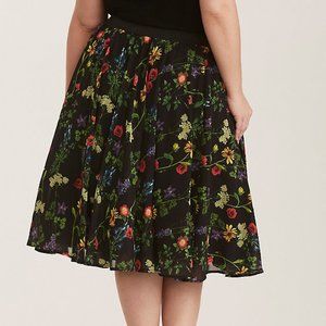 Torrid Multi-Color Floral Print Chiffon Midi Skirt